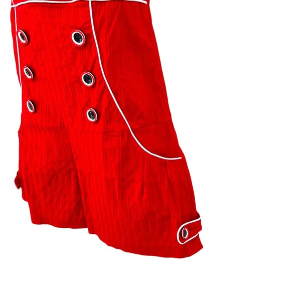 Voodoo Vixen Red Nautical Sleeveless Playsuit Bow Button Accents Size Small - Picture 4 of 12